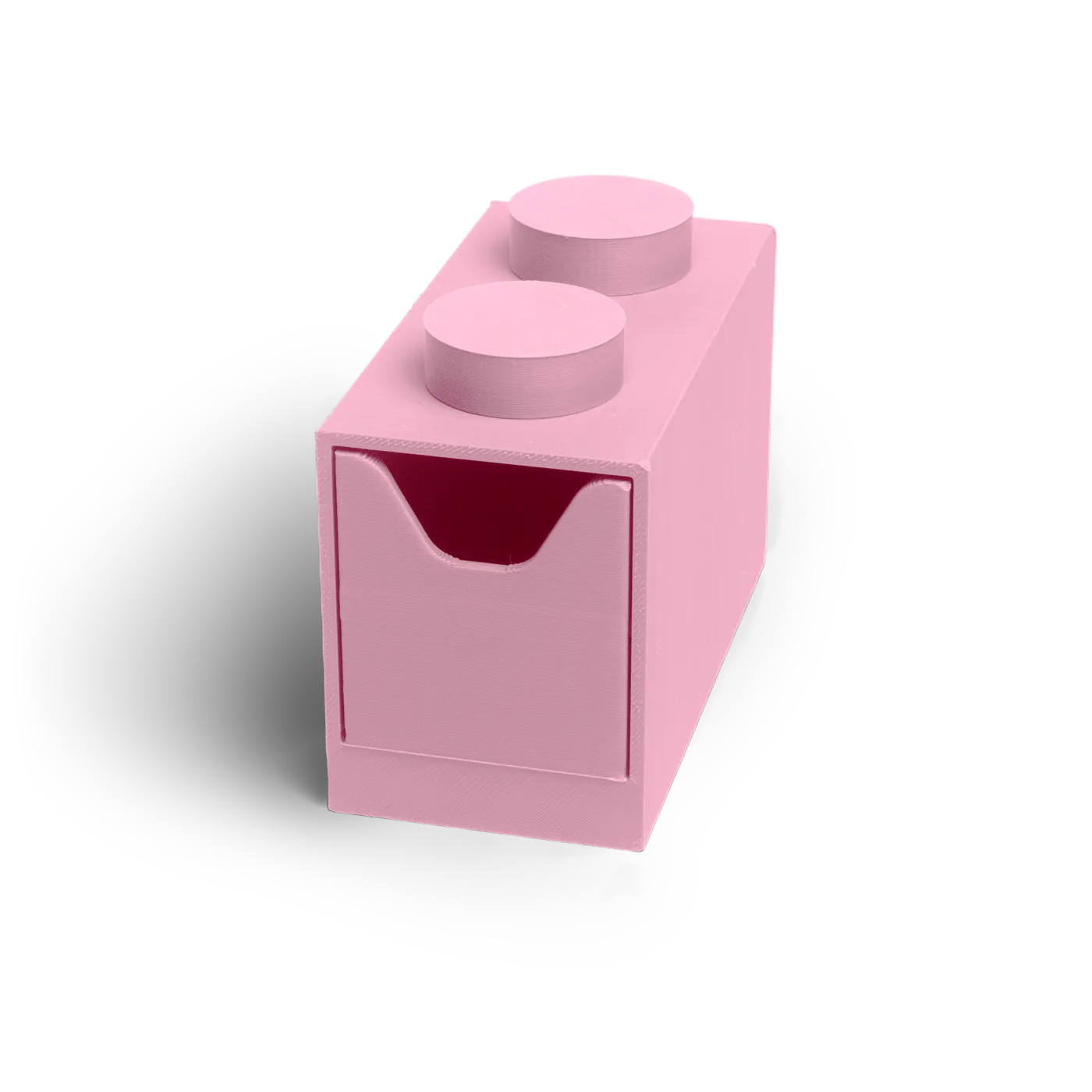 Cubo 1×2 em sakura, vista de três quartos.